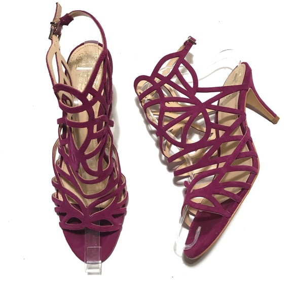 Vince Camuto Shoes - Vince Camuto Pink Suede Cutout Open Toe Heel